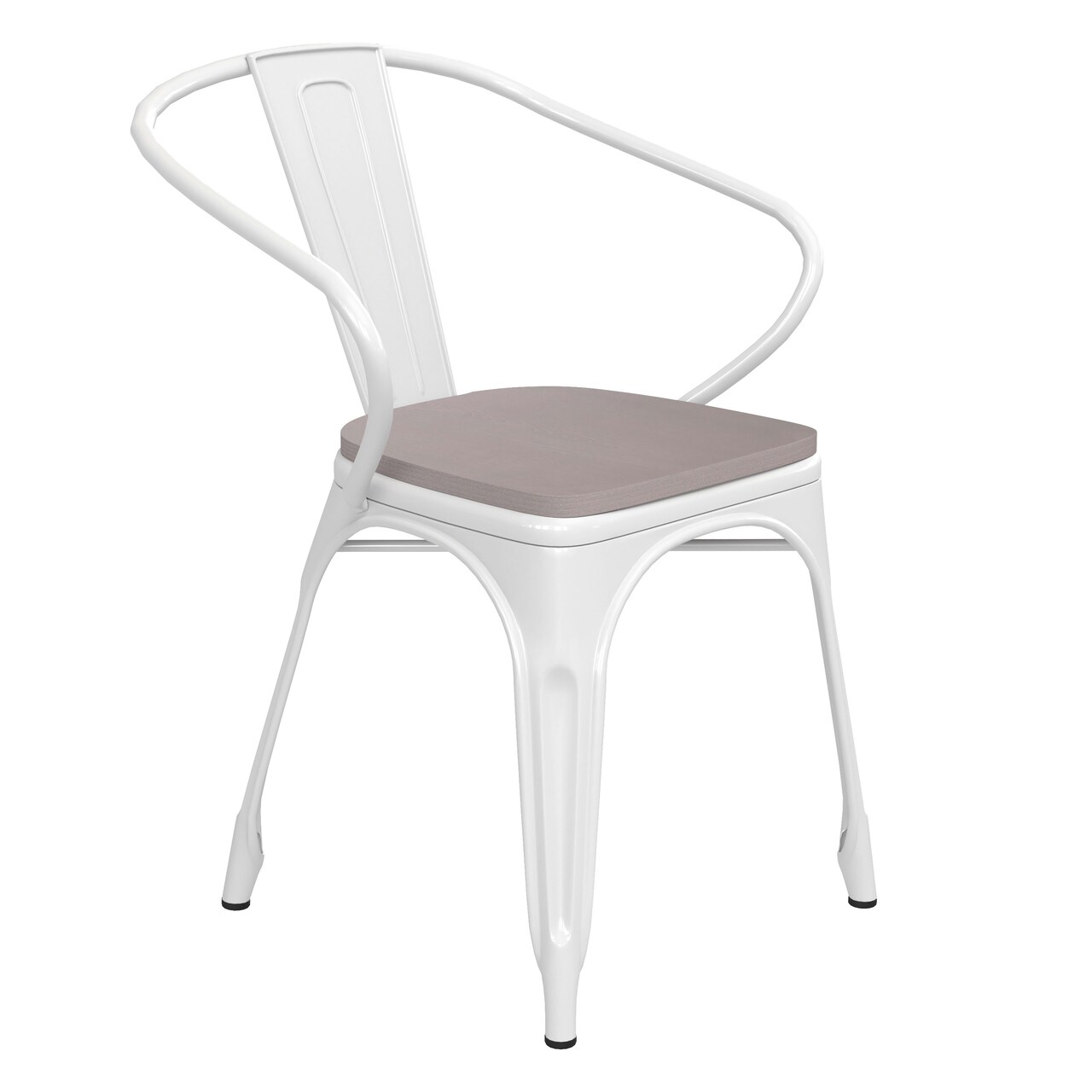 Emma and Oliver Alva Metal Indoor-Outdoor Stacking Chair with Vertical Slat Back, Arms and All-Weather Polystyrene Seat